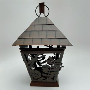 Pfaltzgraff Naturewood Bronze Lantern with Leaf and Dragonfly Cutouts